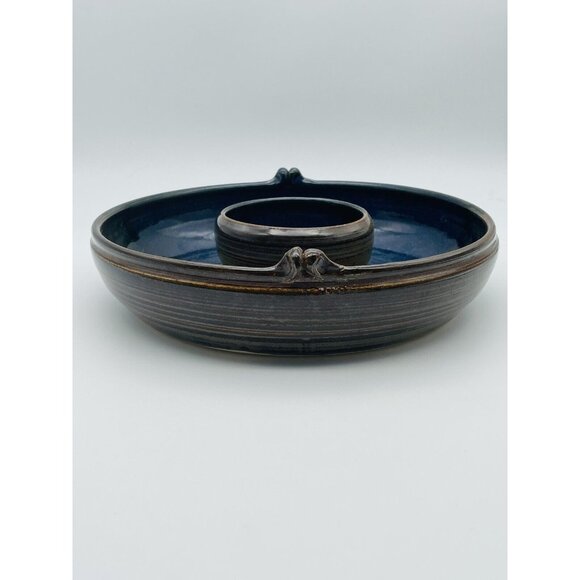 Mariella Owens Pottery Chip and Dip Bowl Red Green Blue - Picture 8 of 11
